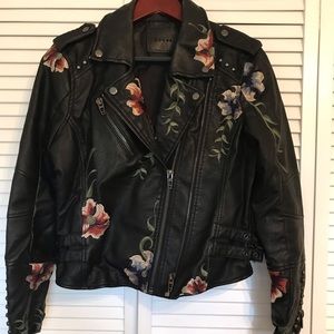 Blank NYC embroidered vegan leather jacket